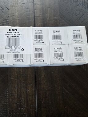 ​10 Pack EXN MR16 Clear Halogen Bulbs - 50W 12V 2-Pin Base - New